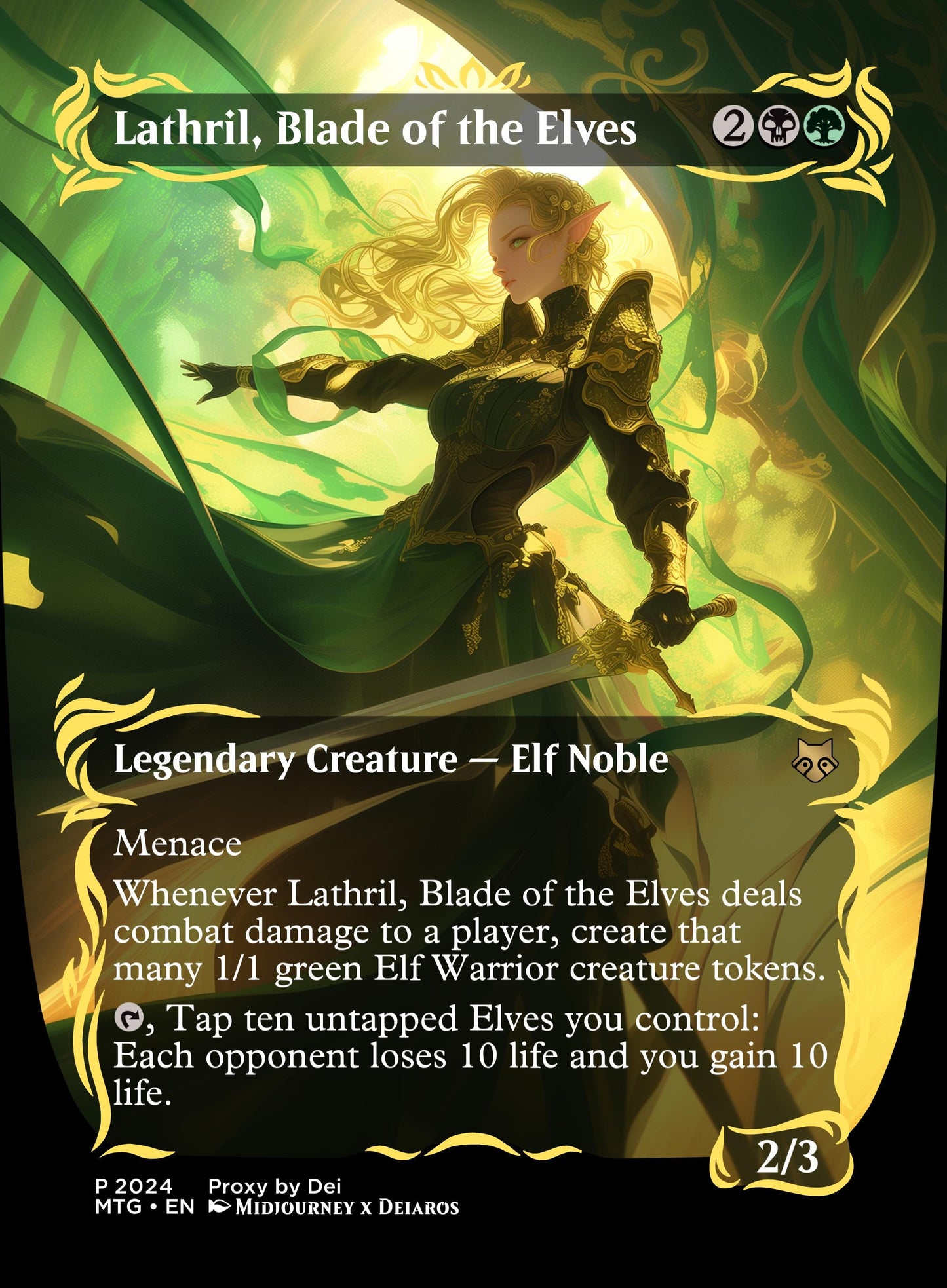 Foil Lathril, Blade of the Elves Custom Proxy!