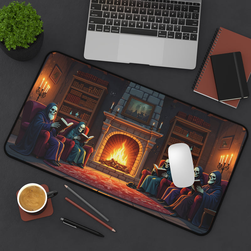 Lich Book Club Playmat/Desk Mat — Gothic Reading Nook Desk Pad for Book Lovers