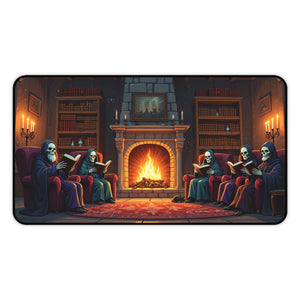 Lich Book Club Playmat/Desk Mat — Gothic Reading Nook Desk Pad for Book Lovers